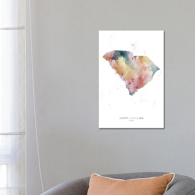 South Carolina Watercolor State Map - Wrapped Canvas Print Metro Lane Size: 66.04cm H x 45.72cm W on Productcaster.