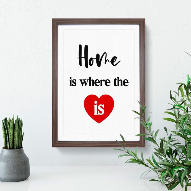 Home Is Where the Heart Is - Picture Frame Typography East Urban Home Size: 48cm H x 36cm W x 2cm D, Frame Option: Walnut Framed on Productcaster.