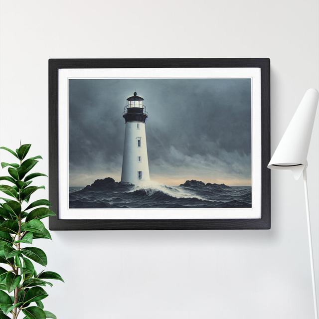 Masterful Lighthouse - Single Picture Frame Print Breakwater Bay Frame Colour: Black, Size: 25cm H x 34cm W x 2cm D on Productcaster.