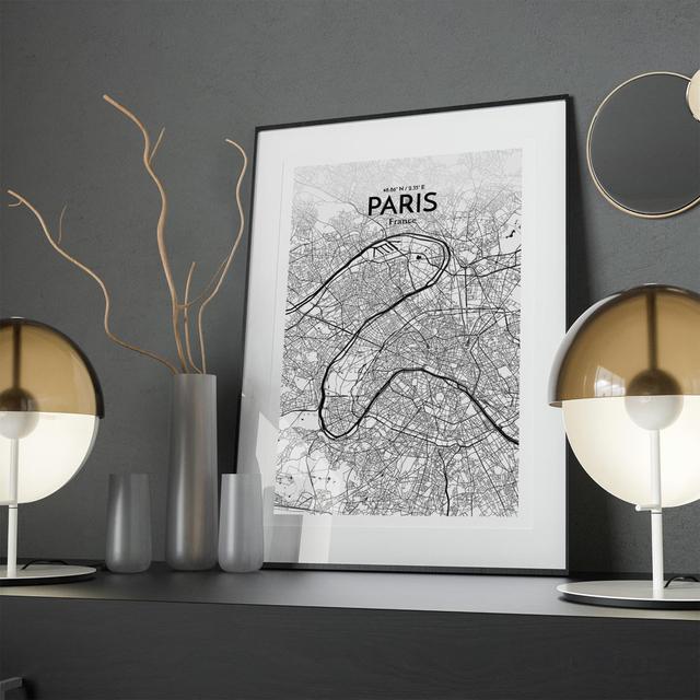 Paris City Map In Ink - No Frame Print Borough Wharf Size: 17cm H x 11cm W x 0.05cm D on Productcaster.