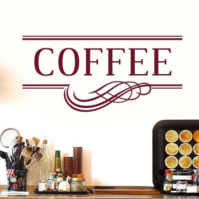 Coffee Underlined Motif Wall Sticker 17 Stories Colour: Burgundy, Size: Large on Productcaster.