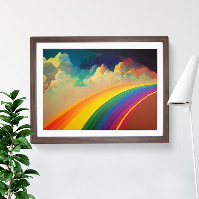 Surreal Rainbow Clouds Vol.2 Abstract - Single Picture Frame Print Marlow Home Co. Size: 46cm H x 64cm W x 2cm D, Frame Colour: Walnut Framed on Productcaster.