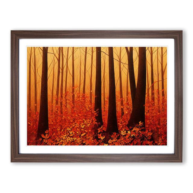 Expressive Autumn Forest - Picture Frame Painting Natur Pur Size: 46cm H x 64cm W x 2cm D, Frame Colour: Walnut on Productcaster.