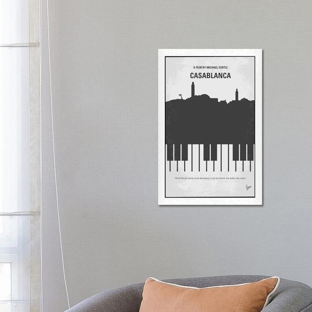 'Casablanca Minimal Movie Poster' by Chungkong - Floater Frame Advertisement Print on Canvas Happy Larry Frame Option: White, Size: 66.04cm H x 45.72c on Productcaster.