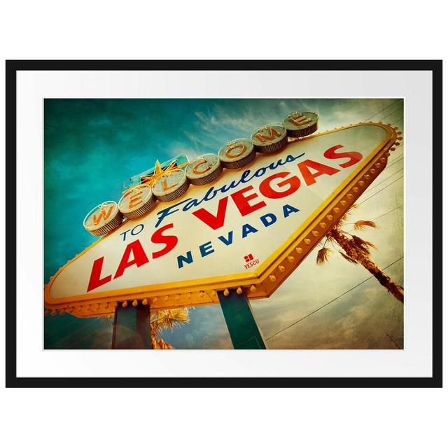 Gerahmtes Poster Las Vegas Retro Look East Urban Home Größe: 60 cm H x 80 cm B on Productcaster.