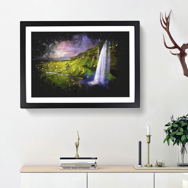 Seljalandsfoss Waterfall Iceland - Picture Frame Graphic Art East Urban Home Size: 33cm H x 45cm W x 2cm D, Frame Option: Black Framed on Productcaster.