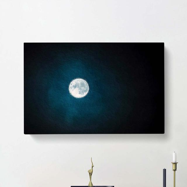 The Full Moon at Midnight - Wrapped Canvas Painting Print East Urban Home Size: 40cm H x 60cm W x 3cm D on Productcaster.