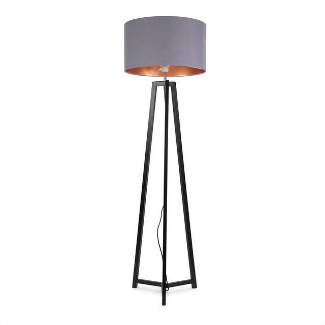 Rhavyn 148cm Traditional Floor Lamp 17 Stories Base Finish: Matte Black, Shade Colour: Grey/Gold on Productcaster.