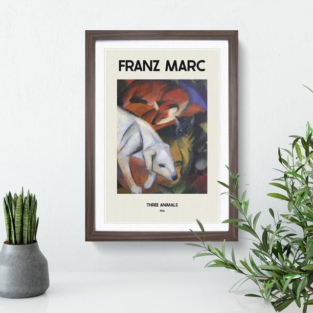 A Dog Cat and Fox by Franz Marc - Picture Frame Painting East Urban Home Frame Option: Walnut Framed, Size: 48cm H x 36cm W x 2cm D on Productcaster.