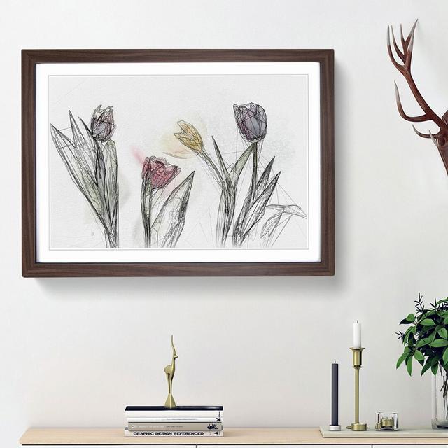 Colourful Tulip Flowers in Abstract - Picture Frame Graphic Art Print on MDF East Urban Home Frame Option: Walnut Framed, Size: 48cm H x 65cm W x 2cm on Productcaster.