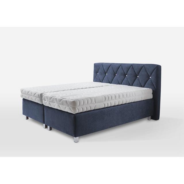 Boxspringbett Gosdantin Wade Logan Farbe: Blau, Größe: 180 x 200 cm, Matratzenhärte: Bonellfederkernmatratze, H2 on Productcaster.