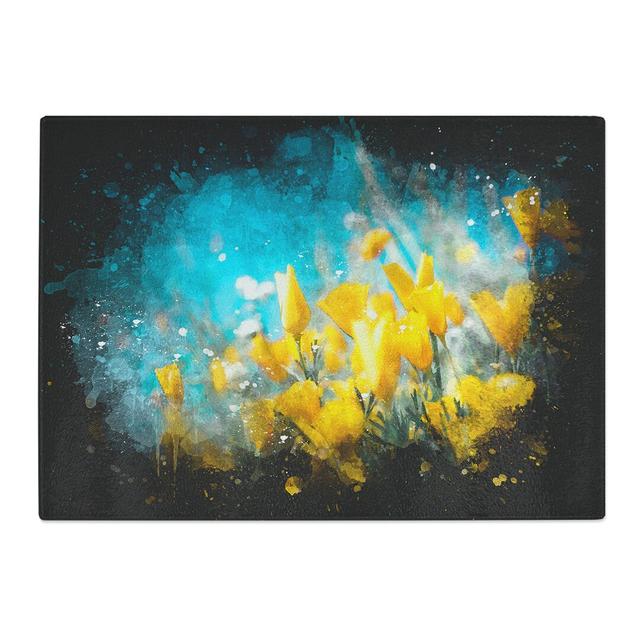 Tempered Glass Blooming Flowers Paint Splash Chopping Board East Urban Home Size: 28.5 cm x 39 cm on Productcaster.