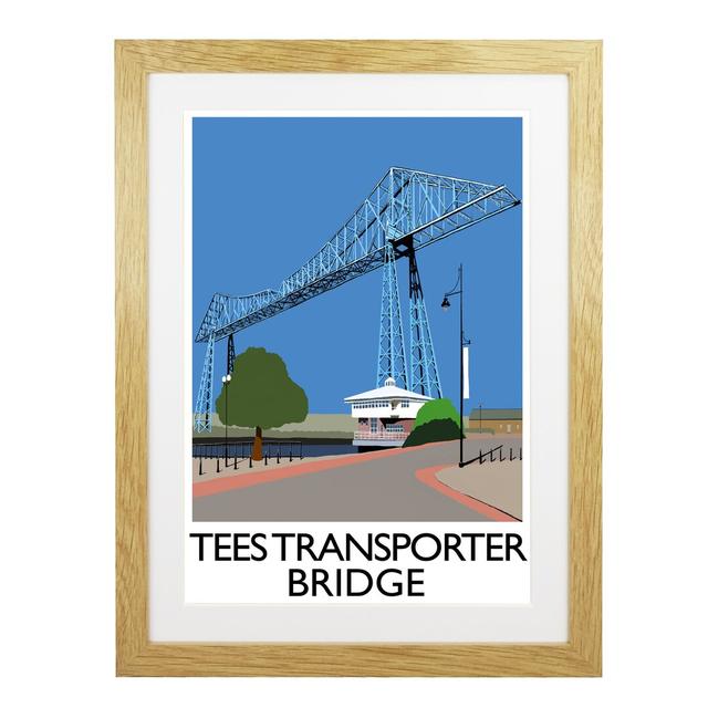 Tees Transporter Bridge 2 by Richard O'Neil - Graphic Art Print on Paper East Urban Home Format: Oak Wood Frame, Size: 43.5 cm H x 33.5 cm W x 2.2 cm on Productcaster.