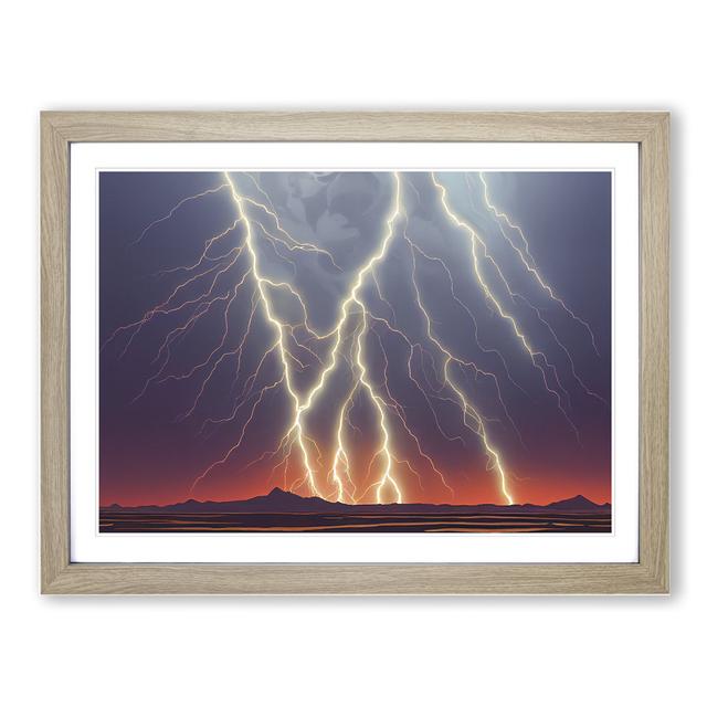 Unusual Lightning Storm - Picture Frame Graphic Art 17 Stories Size: 25cm H x 34cm W x 2cm D, Frame Colour: Oak on Productcaster.