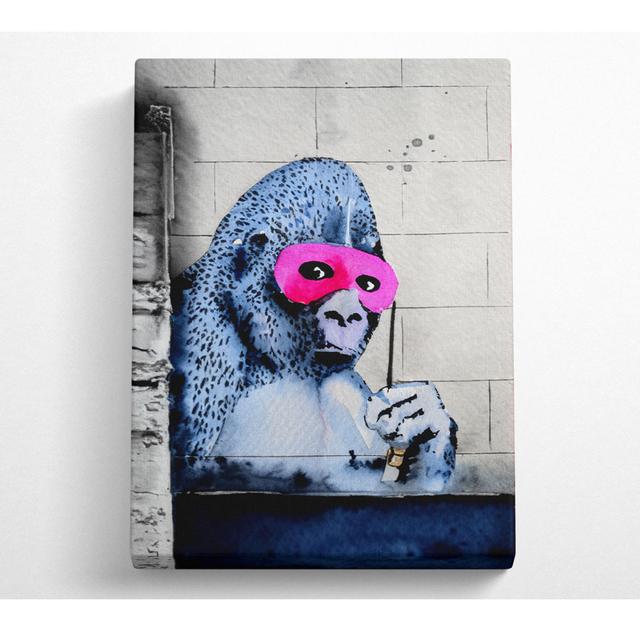 Pink Gorilla Mask - Wrapped Canvas Art Prints Happy Larry Size: 81.3cm H x 50.8cm W x 10cm D on Productcaster.