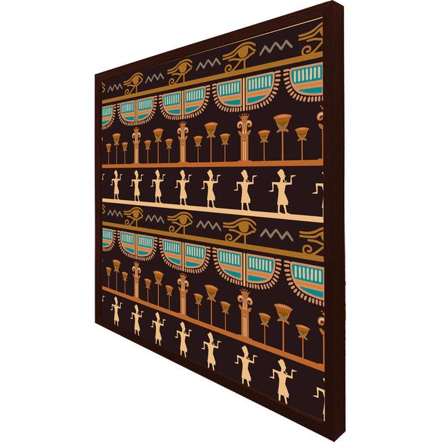 Bettsville Orange & Black Hieroglyphs - Single Picture Frame Print Latitude Run Size: 61cm H x 61cm W x 4cm D, Frame Colour: Brown Framed on Productcaster.