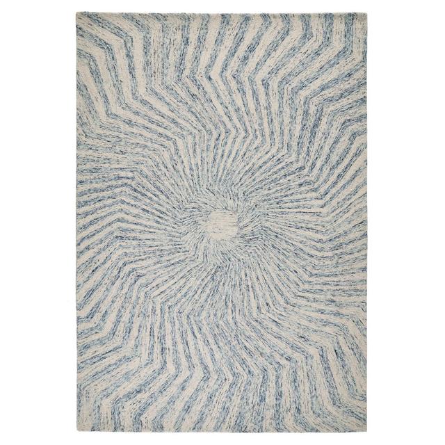 Kreider Hand Tufted Wool/Cotton Blue/Ivory Rug August Grove Rug Size: Rectangle 160 x 230cm on Productcaster.