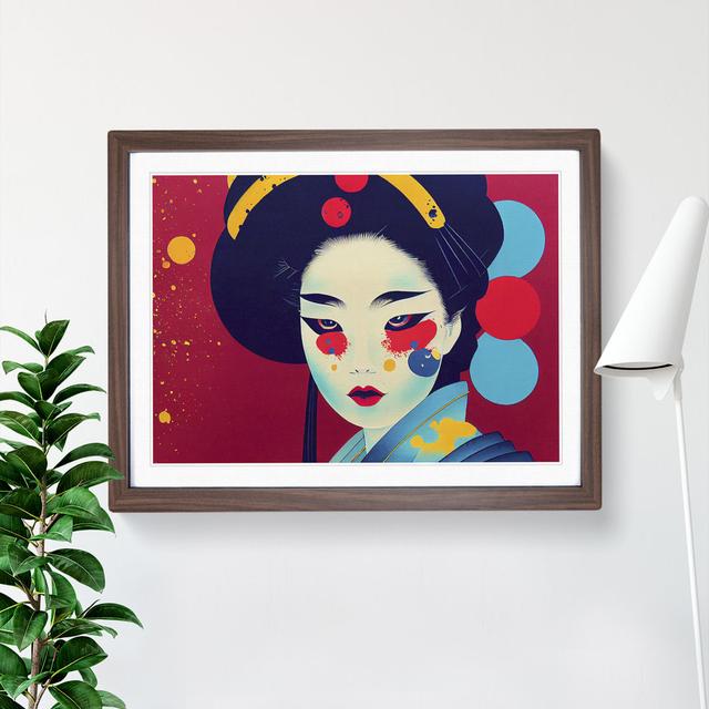 Painted Geisha Vol.3 Abstract - Picture Frame Graphic Art Marlow Home Co. Size: 25cm H x 34cm W x 2cm D, Format: Walnut Framed on Productcaster.