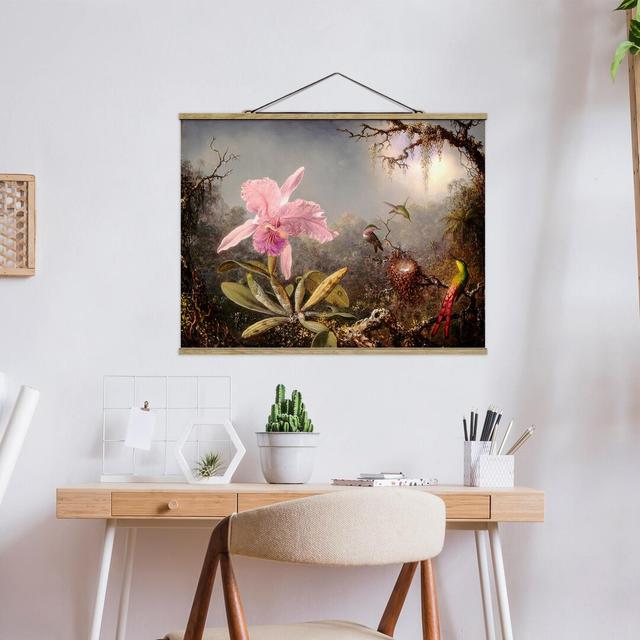 Orchid and Three Hummingbirds by Martin Johnson Heade - Painting Print Rosalind Wheeler Size: 37.5cm H x 50cm W x 0.3cm D on Productcaster.