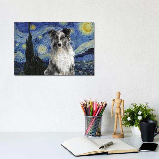 Shetland Sheepdog Sheltie Blue Merle The Starry Night - Wrapped Canvas Art Prints - Wrapped Canvas Gallery-Wrapped Canvas Giclée ClassicLiving Size: 2 on Productcaster.