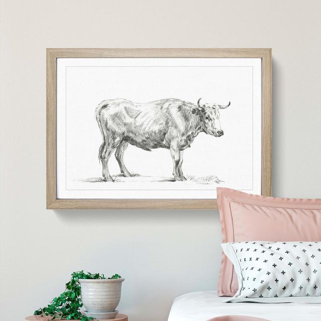 Sketch of a Bull by Jean Bernard - Picture Frame Drawing Print East Urban Home Size: 27cm H x 36cm W x 2cm D, Frame Option: Oak Framed on Productcaster.