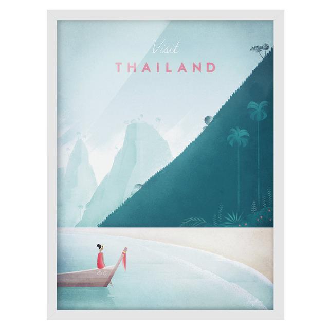 Travel Poster - Thailand - Picture Frame Graphic Art Breakwater Bay Size: 55cm H x 40cm W x 2cm D, Frame Option: White Framed on Productcaster.