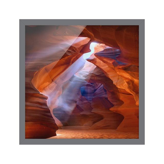 Light Play in Antelope Canyon - Picture Frame Photograph Gracie Oaks Frame Option: Grey Framed, Size: 70cm H x 70cm W x 2cm D on Productcaster.