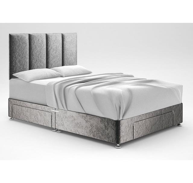 Bendooragh Divan Bed Base 17 Stories Storage Type: 2 Drawers/End Drawer, Colour: Silver, Size: Small Double on Productcaster.