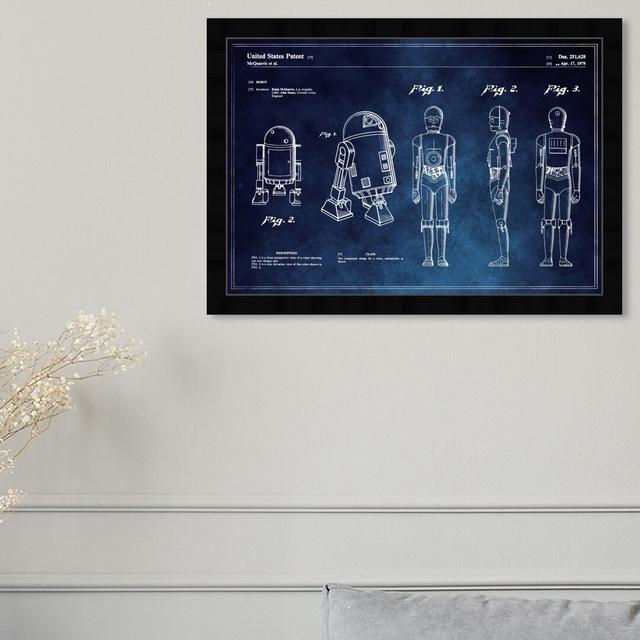 'Robots 1979 Blue Chalkboard' Framed Graphic Art East Urban Home Size: 38 cm H x 46 cm W on Productcaster.