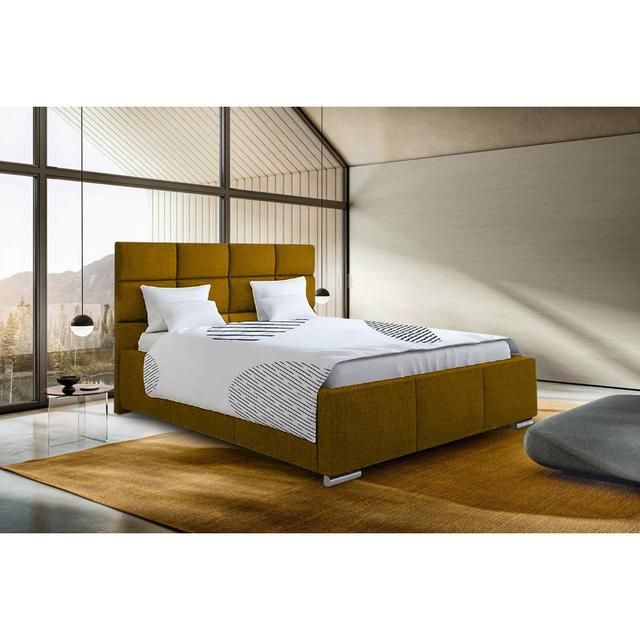 Gerali Bed Single Plush Velvet Mustard Envisage Trade Colour: Mustard, Size: Kingsize (5') on Productcaster.