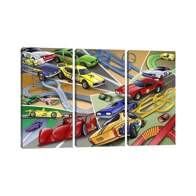 Cartoon Racing Cars by Unknown Artist - No Frame Gallery-Wrapped Canvas Giclée on Canvas Trent Austin Design Size: 101.6cm H x 152.4cm W x 1.91cm D on Productcaster.