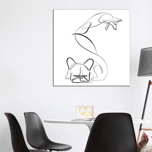 Fox And Frenchie by Dane Khy - Wrapped Canvas Gallery-Wrapped Canvas Giclée Metro Lane Size: 93.98cm H x 93.98cm W x 1.905cm D on Productcaster.