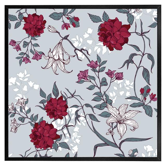 Nuangola Red & White Winter Floral - Print ClassicLiving Frame Colour: Black Framed, Size: 51cm H x 51cm W x 4cm D on Productcaster.