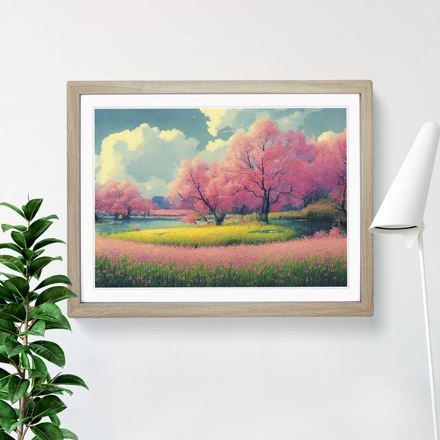 Spring Forest Watercolour - Picture Frame Graphic Art ClassicLiving Frame Option: Oak, Size: 34cm H x 46cm W x 2cm D on Productcaster.