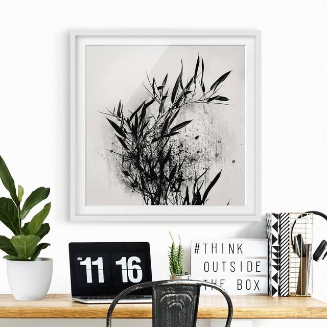 Flora - Black Bamboo - Single Picture Frame Print Rosalind Wheeler Format: White, Size: 50cm H x 50cm W x 2cm D, Matte Colour: White on Productcaster.