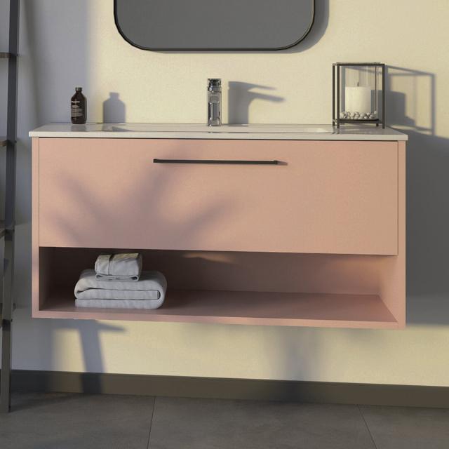 Chevi 1200m Wall Hung Single Vanity Unit Ebern Designs Vanity Unit Colour: Pink on Productcaster.