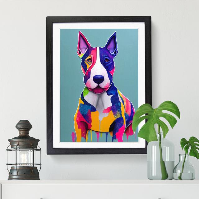 English Bull Terrier Hydrodipped - Print Marlow Home Co. Size: 34cm H x 25cm W x 2cm D, Frame Option: Black on Productcaster.