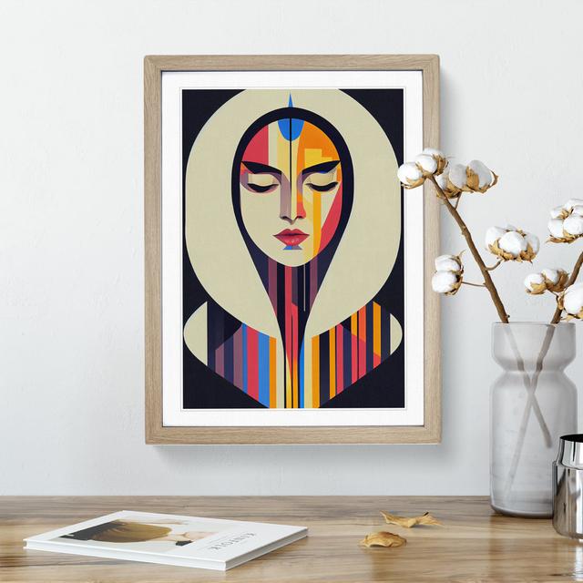 Abstract Coloured Woman No.2 - Picture Frame Graphic Art George Oliver Frame Colour: Oak, Size: 64cm H x 46cm W x 2cm D on Productcaster.