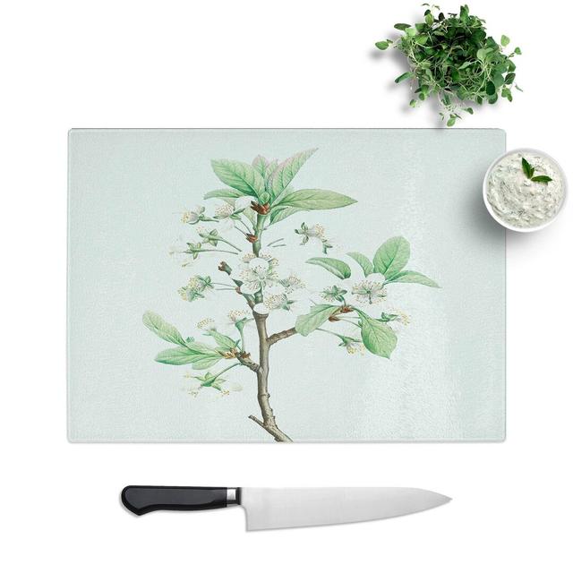 Tempered Glass Plum Tree Flowers by Pierre-Joseph Redoute Chopping Board East Urban Home Size: 28.5 cm W x 20 cm L on Productcaster.