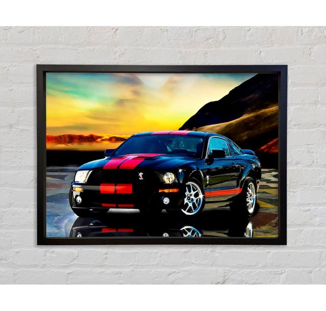 Shelby Mustang Red Stripes - Einzelbildrahmen Kunstdrucke auf Leinwand Bright Star Größe: 100 cm H x 141,4 cm B x 3,3 cm T on Productcaster.