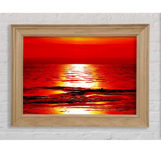 Orange Sun Trail Ocean Framed Print House of Hampton Size: 84.1cm H x 118.9cm W x 8cm D, Format: Natural Framed Paper on Productcaster.