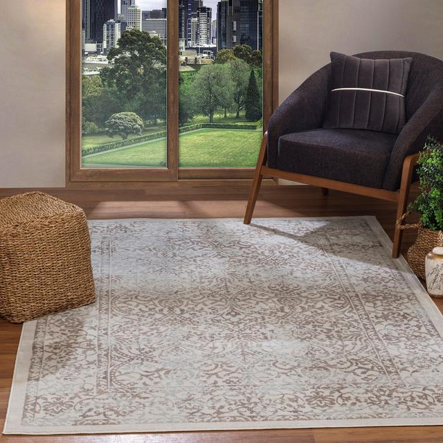 Oriental Machine Woven Rectangle: 200cm X 275cm Ivory/Slate/Grey Area Rug Surya B.V. Rug Size: Rectangle 200cm x 275cm on Productcaster.