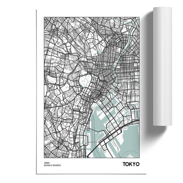 Map Tokyo Japan - Unframed Graphic Art East Urban Home Size: 84cm H x 59cm W x 0.1cm D on Productcaster.