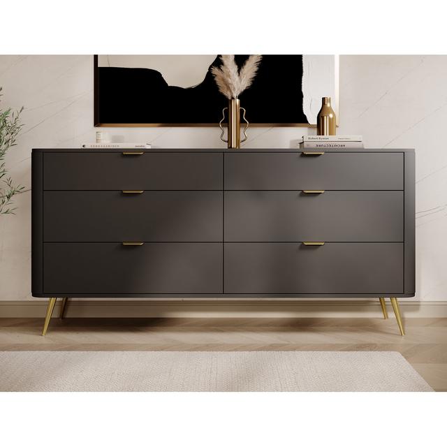 Babbett 6 - Drawer Chest of Drawers Canora Grey Colour: Black on Productcaster.