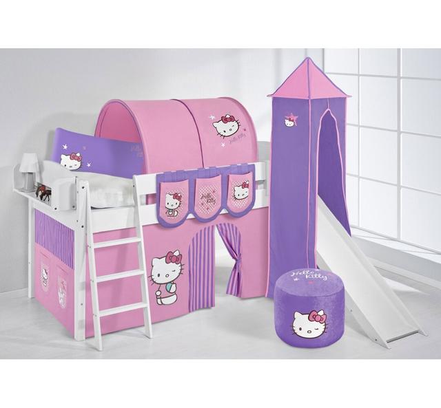 Ida Hello Kitty European Single (90 x 200cm) Mid Sleeper Bed with Textile Setv Lilokids Finish: Premium Plus (with shelf) on Productcaster.