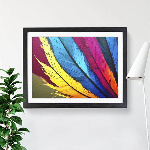 Colourful Bird Feathers Vol.6 - Picture Frame Graphic Art Latitude Vive Size: 46cm H x 64cm W x 2cm D, Frame Colour: Black on Productcaster.