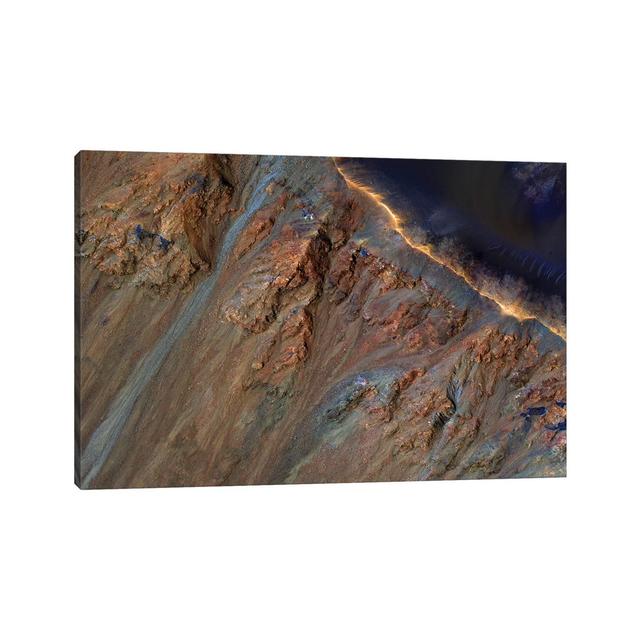 Enhanced Colour Close-up Of The Rim And Inner Slope Of Krupac Crater On Mars by Stocktrek Images - Wrapped Canvas Print Metro Lane Size: 20.32cm H x 3 on Productcaster.