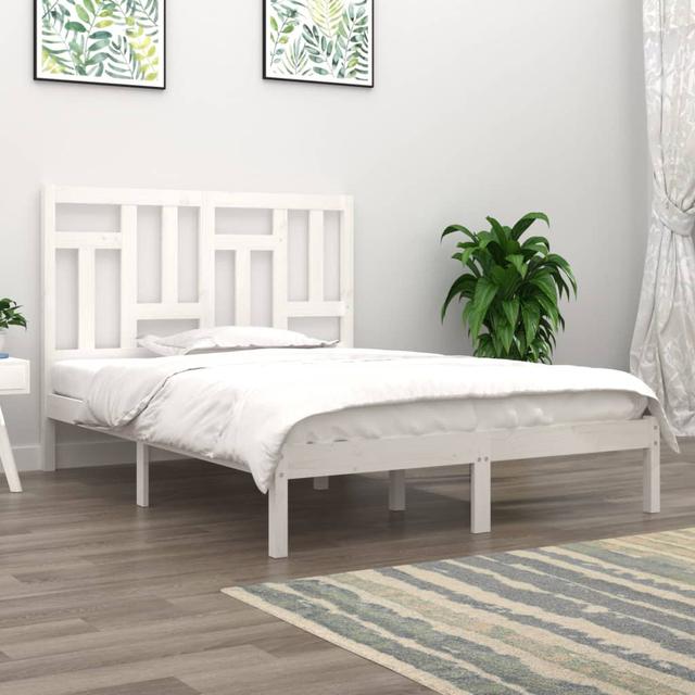 Bed Frame Solid Wood 17 Stories Colour: White, Size: Kingsize (5') Type 1 on Productcaster.