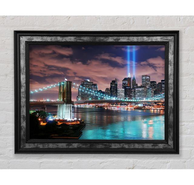 Stunning City Lights over the Brooklyn Bridge - Single Picture Frame Art Prints Ebern Designs Size: 21cm H x 29.7cm W on Productcaster.