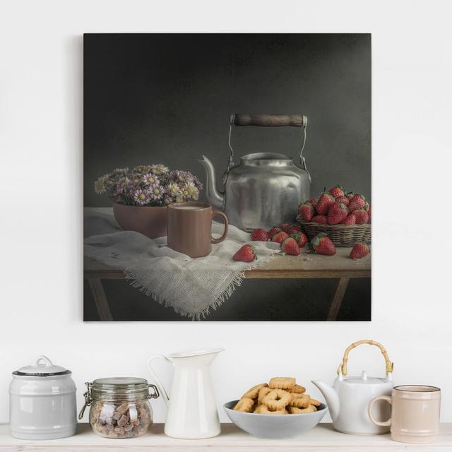 Still Life with Strawberries - Wrapped Canvas Graphic Art Ebern Designs Format: 260g/m² canvas, Size: 50cm H x 50cm W on Productcaster.